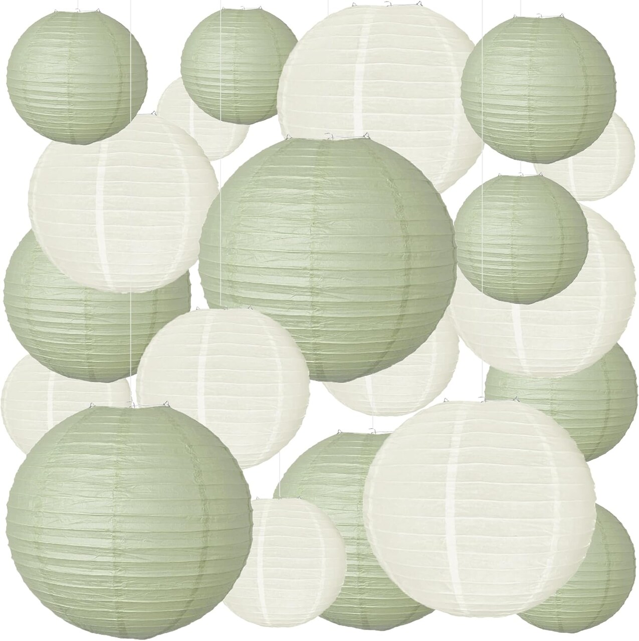 20 PCS Paper Lanterns(Sage Green and Ivory)	‎11.18 x 11.06 x 2.64 inches